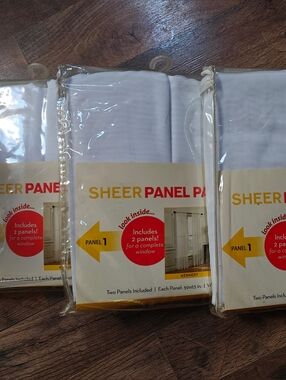 NWT Sheer Panel Curtains. 3 Packs Of 2 Panels.